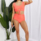 Sanibel Crop Swim Top and Ruched Bottoms Set in Coral