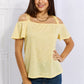 Culture Code On The Move Full Size Off The Shoulder Flare Sleeve Top in Sand Yellow