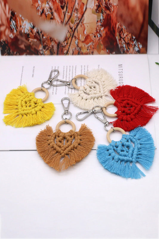 Heart-Shaped Fringe Keychain