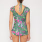 Marina West Swim Bring Me Flowers V-Neck One Piece Swimsuit In Sage **** Final Sale