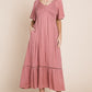 Rouge Pink Smocked Pocket Midi Dress