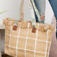 Fame Fringe Detail Checkered Tote Bag