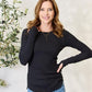 Culture Code Full Size Ribbed Round Neck Long Sleeve Top
