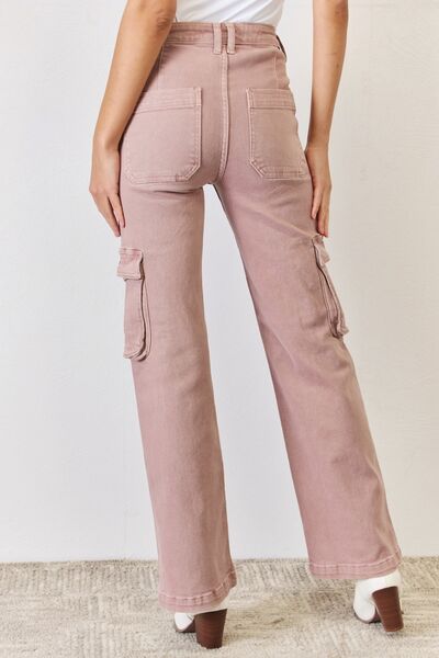 Rosey RISEN Full Size High Rise Cargo Wide Leg Jeans