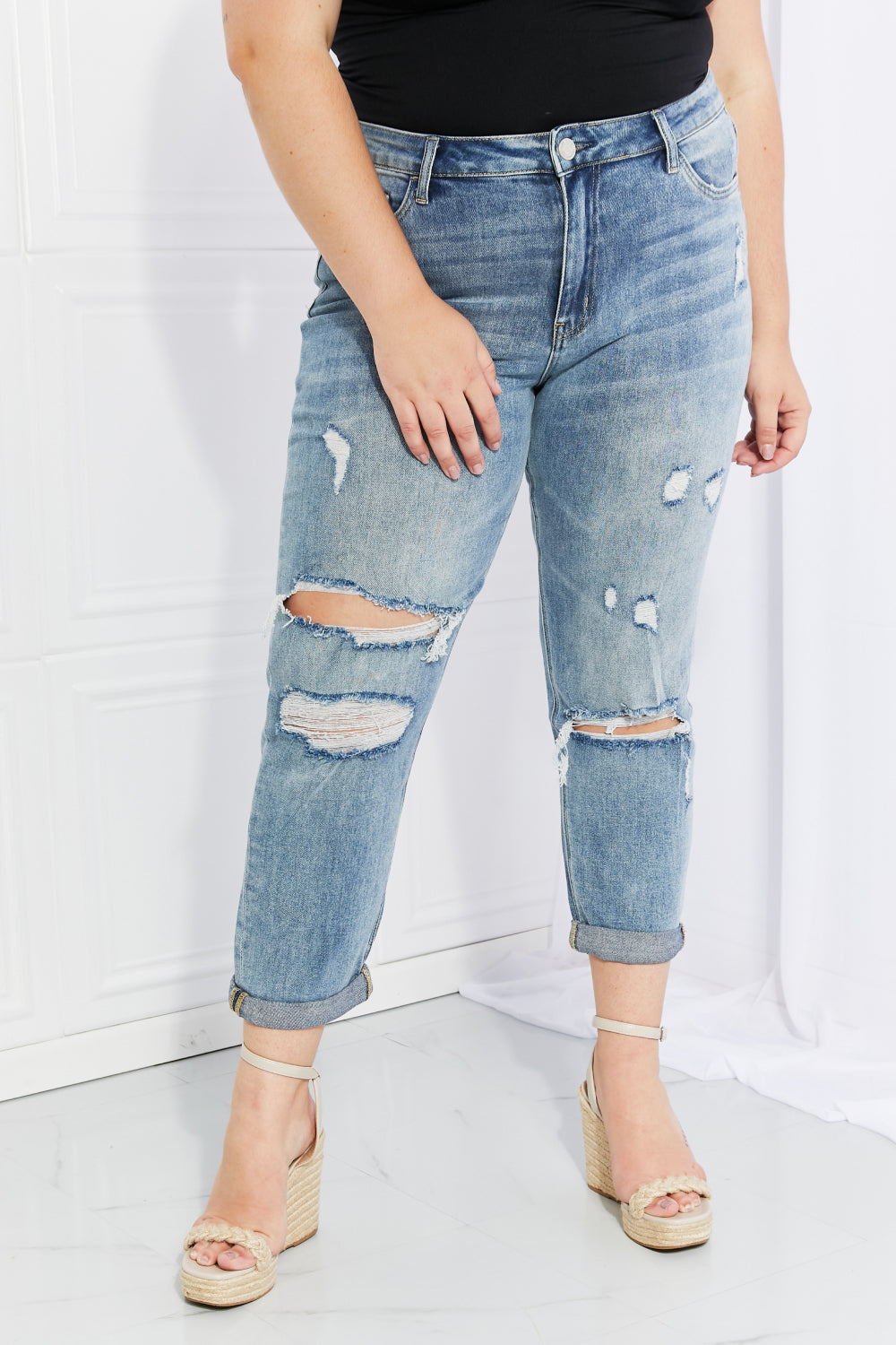 Let You Go Full Size Distressed Jeans