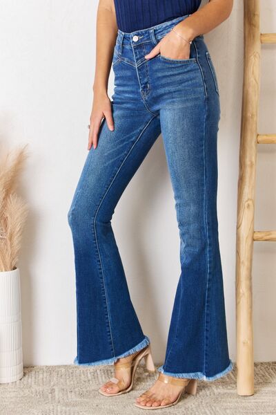 Retro Chic Kancan High Rise Raw Hem Flare Jeans