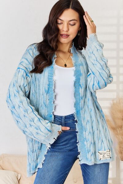 Frozen POL Cable-Knit Open Front Sweater Cardigan