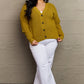Zenana Kiss Me Tonight Full Size Button Down Cardigan in Chartreuse