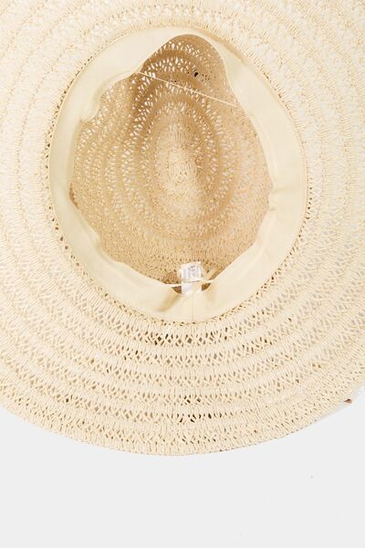 Fame Contrast Straw Braided Sun Hat