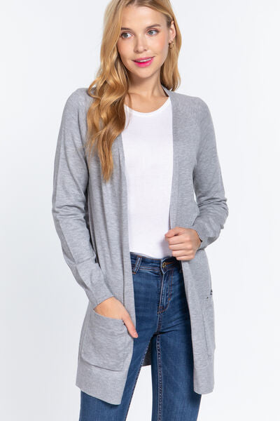 Granite ACTIVE BASIC Open Front Long Sleeve Cardigan