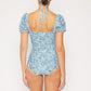 Marina West Swim Salty Air Puff Sleeve One-Piece in Blue **** Final Sale