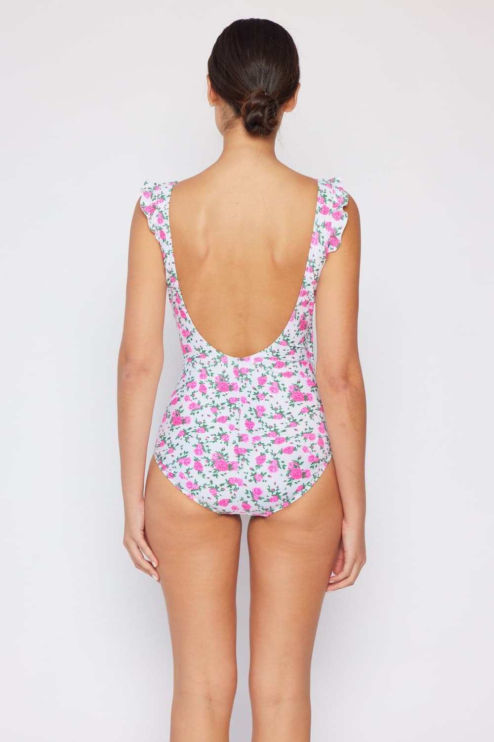 Marina West Swim Full Size Float On Ruffle Faux Wrap One-Piece in Roses Off-White **** Final Sale