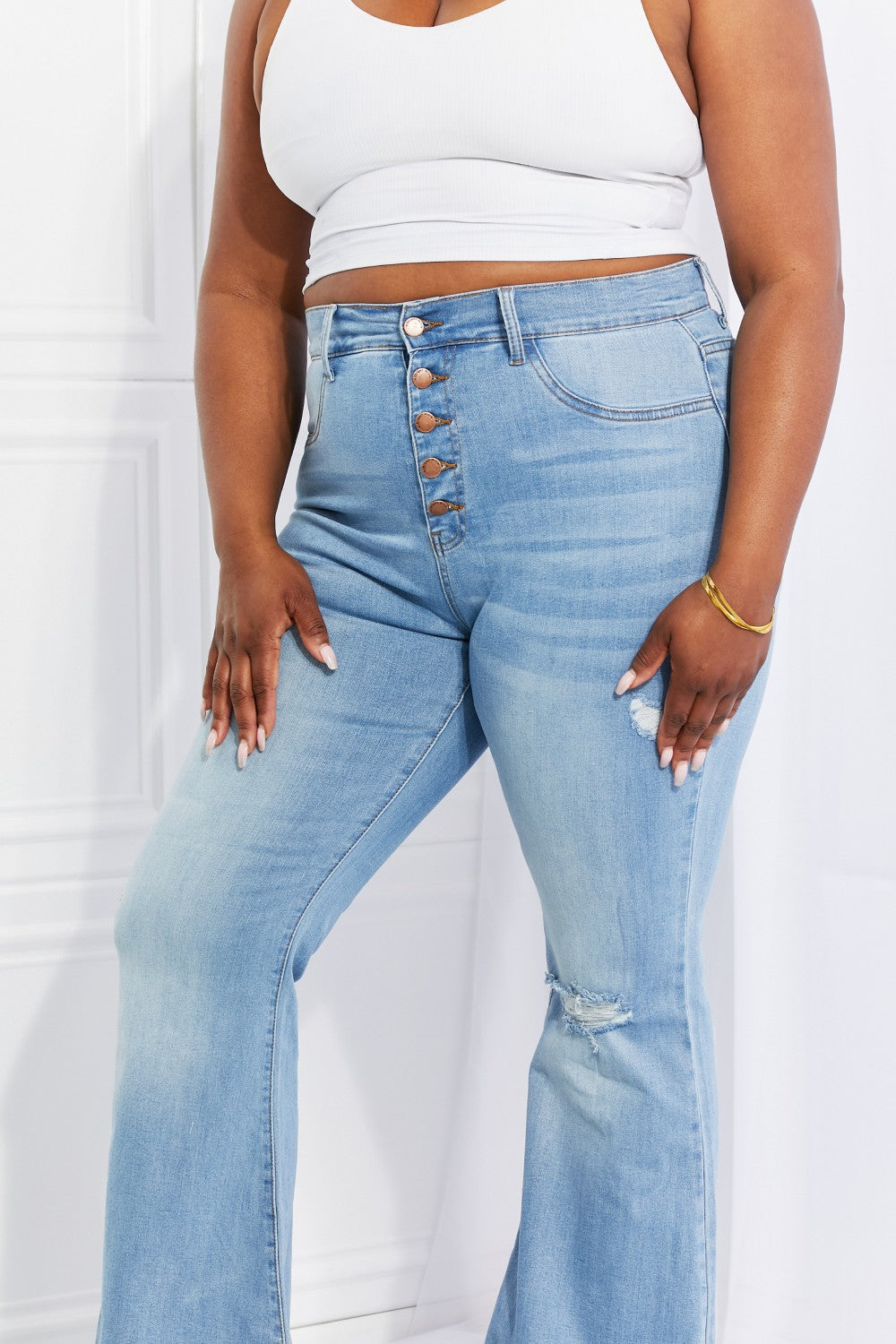 Jess Button Flare Jeans