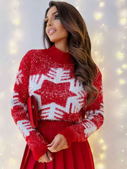Snowflake Print Sweater