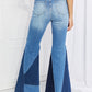 Vibrant Sienna Color Block Flare Jeans