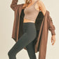 Chocolate Kimberly C Open Front Longline Hooded Cardigan