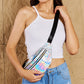 Fame Good Vibrations Holographic Double Zipper Fanny Pack in Silver
