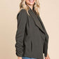 Culture Code Full Size Ruched Open Front Long Sleeve Jacket