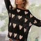 BiBi Heart Pattern Distressed Sweater