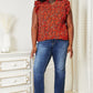 Double Take Floral Flutter Sleeve Notched Neck Blouse