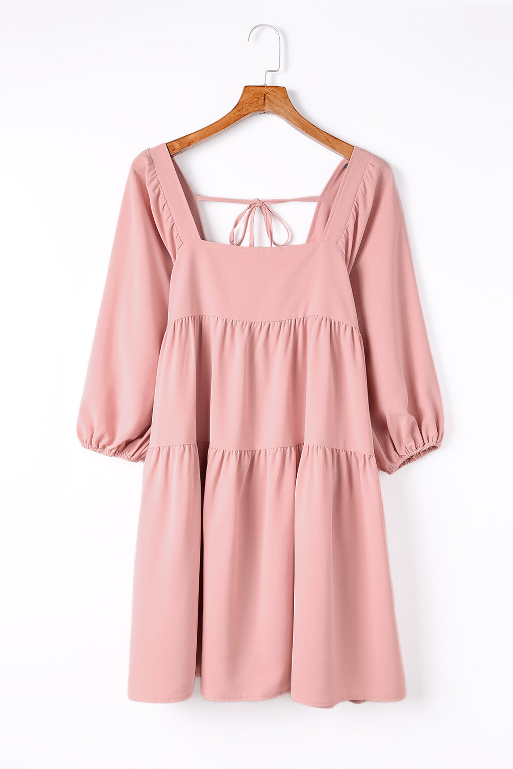 Crushing On You Square Neck Tie Back Tiered Dress