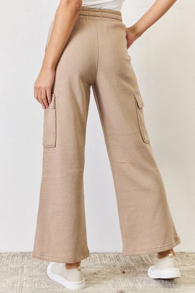 Khaki RISEN High Waist Cargo Wide Leg Pants