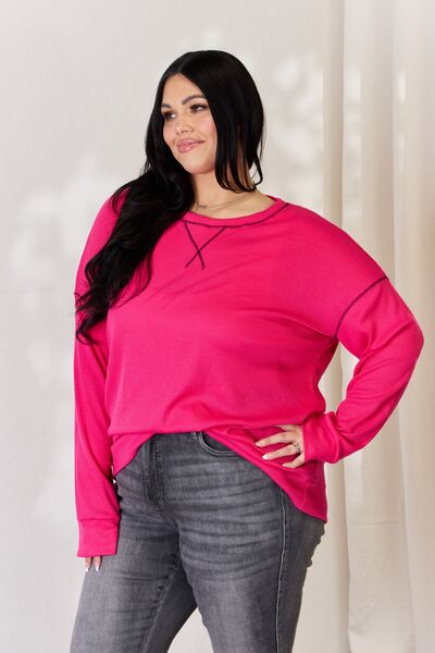 Raspberry Celeste Full Size Oversized Long Sleeve Top