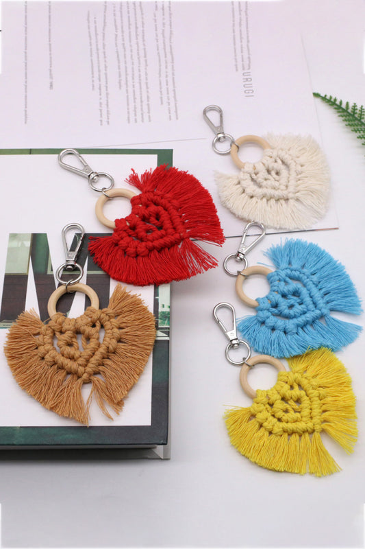 Heart-Shaped Fringe Keychain