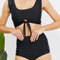 Marina West Swim Sanibel Crop Swim Top and Ruched Bottoms Set in Black  ** Final Sale