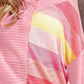Pink Rainbow BiBi Striped Contrast Waffle Long Sleeve Top