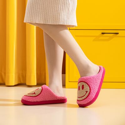 Pink Melody Smiley Face Slippers