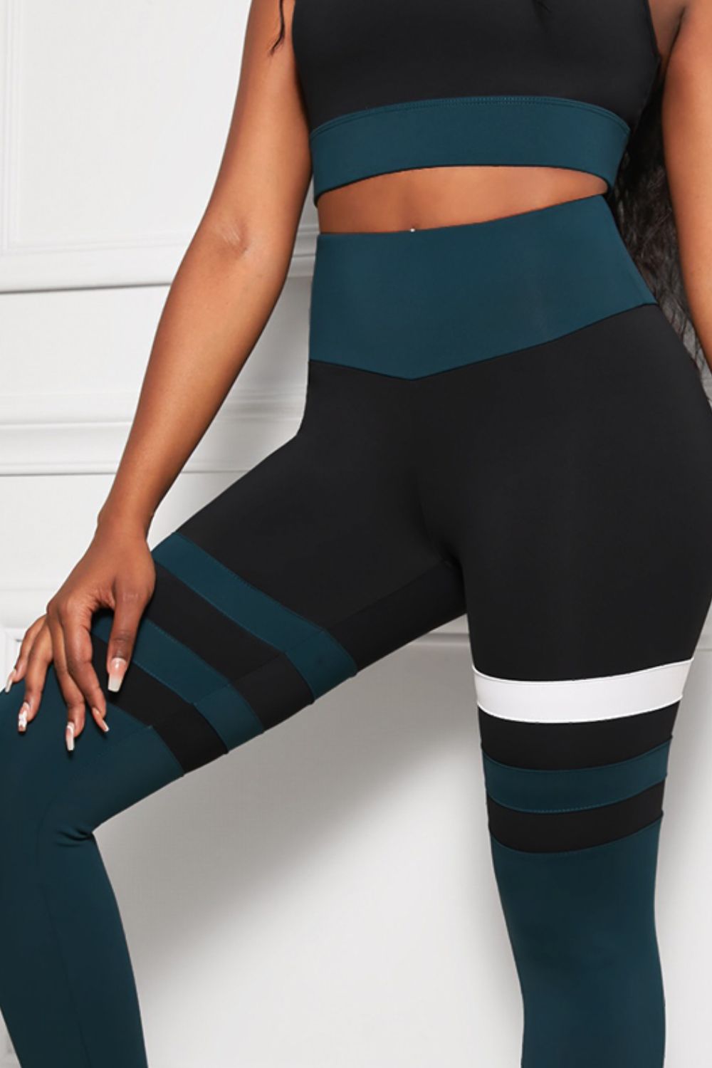 Striped Sports Bra and High Waisted Leggings Set