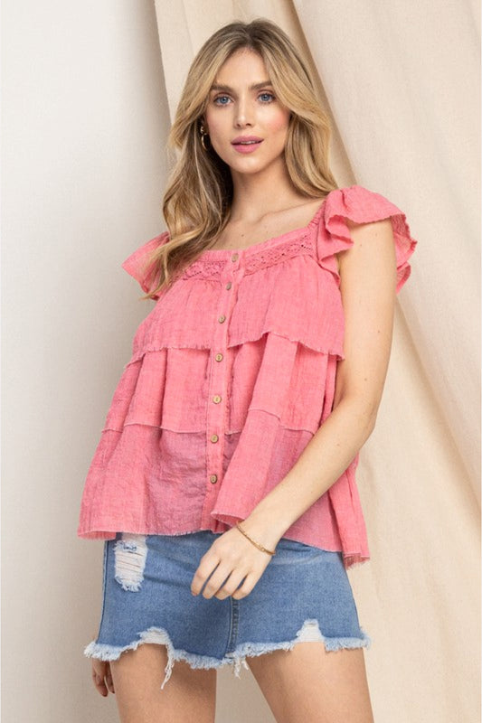 Ruffle My Buttons Top
