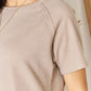 Camel Zenana Baby Waffle Short Sleeve Slit High-Low T-Shirt