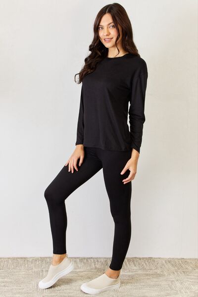 Today JULIA Round Neck Long Sleeve T-Shirt and Leggings Set