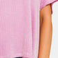Zenana Ribbed Striped Oversized Short Sleeve Top