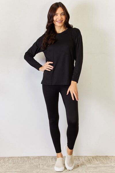 Today JULIA Round Neck Long Sleeve T-Shirt and Leggings Set