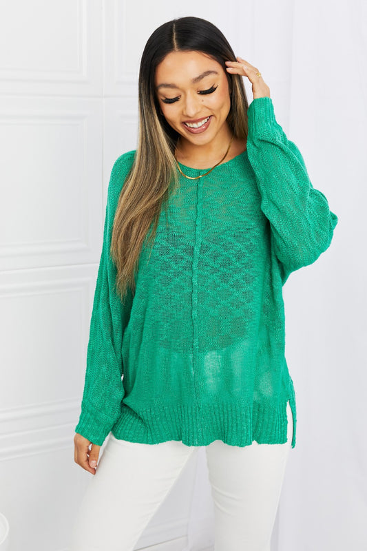 Not Exposed Seam Slit Knit Top in Kelly Green