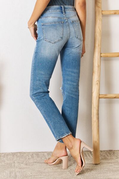 Keisha Kancan High Rise Distressed Slim Straight Jeans