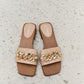 Forever Link Square Toe Chain Detail Clog Sandal in Tan