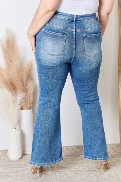 70's RISEN Full Size High Rise Ankle Flare Jeans