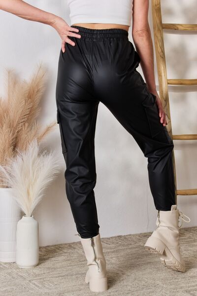 Step Up Color 5 Faux Leather Cargo Pants