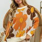 BiBi Round Neck Flower Pattern Sweater