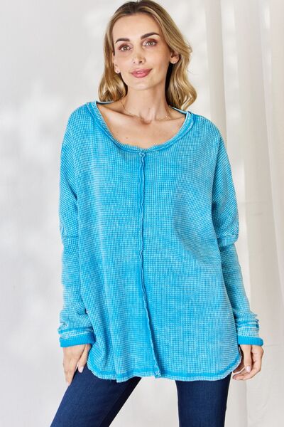 Refreshed Zenana Oversized Waffle Long Sleeve Top