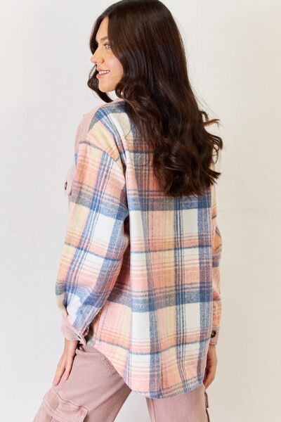 Unique J.NNA Plaid Colorblock Button Down Jacket