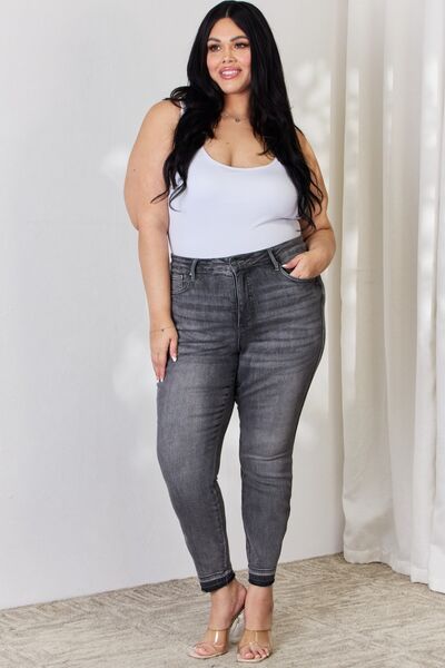 Sandra Judy Blue Full Size High Waist Tummy Control Release Hem Skinny Jeans