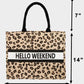 Fame Letter Graphic Leopard Tote Bag