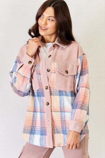 Unique J.NNA Plaid Colorblock Button Down Jacket