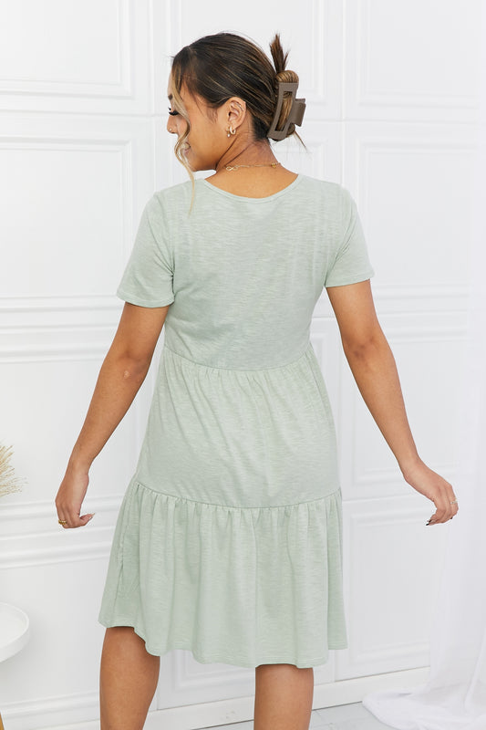 Field of Dreams Short Sleeve Round Neck Tiered Tee Dress