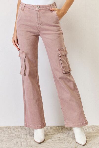 Rosey RISEN Full Size High Rise Cargo Wide Leg Jeans
